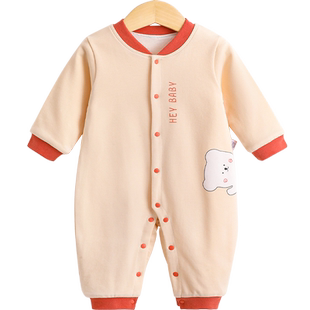 婴儿连体衣双层宝宝秋季哈衣夹棉长袖衣服纯棉男宝女宝秋冬爬爬服