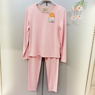 香蜜闺秀女士24405004蚕丝羊毛暖绒圆领套装 5A抗菌抗静电秋衣秋裤