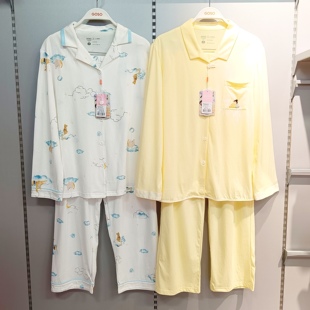 香蜜闺秀新款 25103003全棉开扣睡衣轻薄透气含檀香因子家居服套装