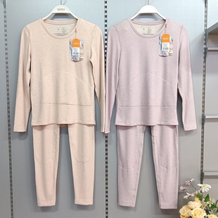 香蜜闺秀 亲肤柔软防静电 女士25405018蚕丝羊绒圆领贴片保暖套装