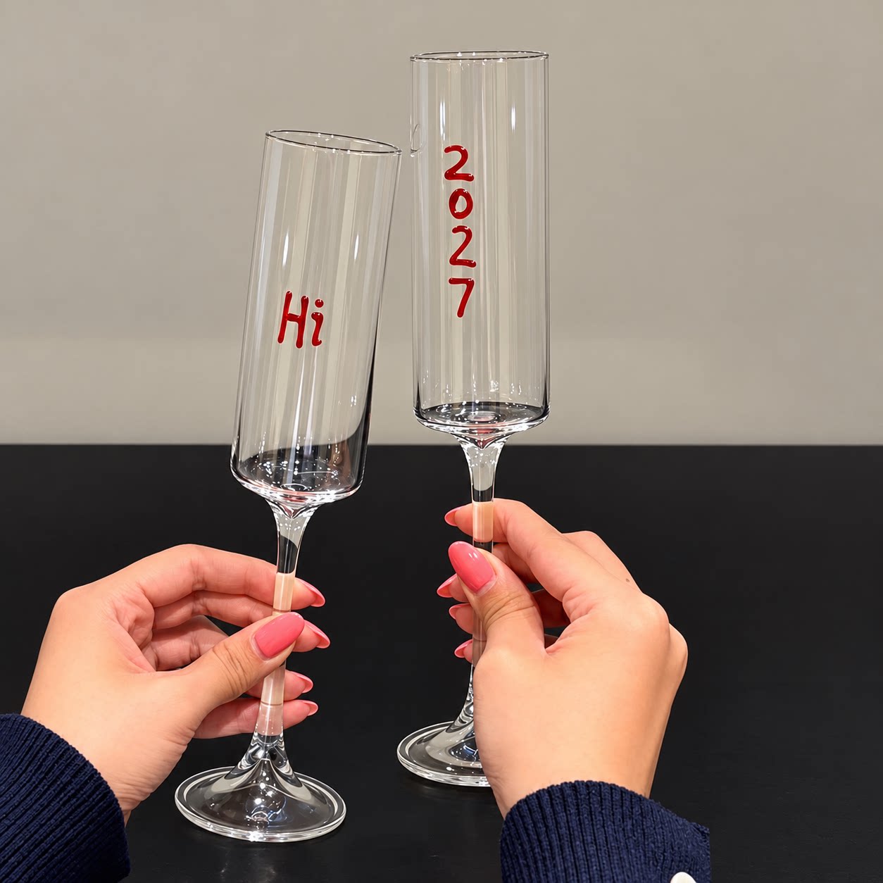 hi，2027！香槟杯ins风高颜值高脚杯情侣酒杯鸡尾酒杯纪念日礼物