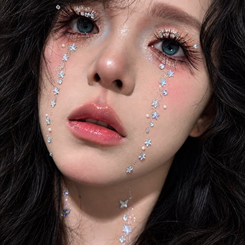 圣母的梨花带雨！万圣节星星水钻贴节日装饰立体贴纸亮钻眼妆贴