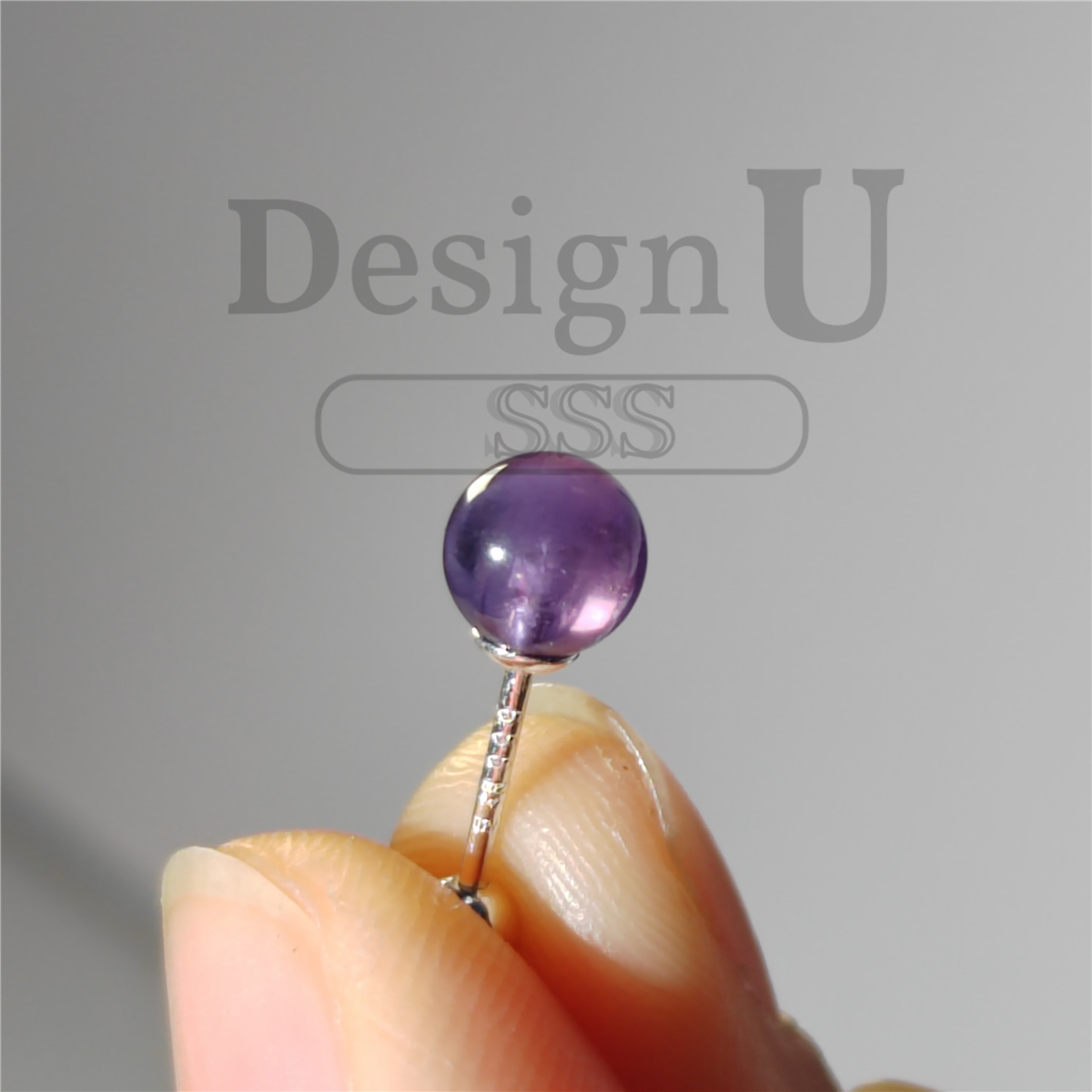 高级天然紫水晶 绝美耳饰高级足银耳钉纯银999螺丝耳骨耳环男女小