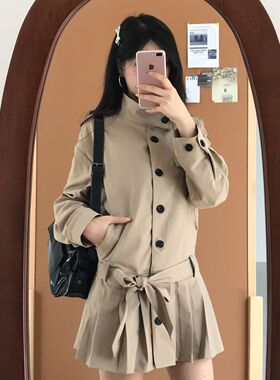 韩系气质卡其色风衣外套女秋季新款简约通勤百搭高级感大衣