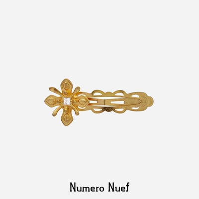 Nuef “Cornucopia”古希腊手工镶钻复古花朵金属刘海夹发卡