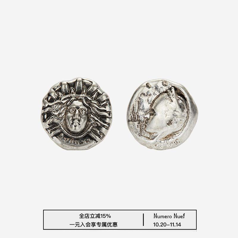 Nuef “ Riche comme Priam ”系列 太阳神&月亮神浮雕古币耳钉