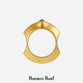 系列 Nuef 自由颂鸽 黑玛瑙双曲线造型天然石镶嵌鸡尾酒戒指