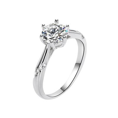 右手等待通凌六爪天王星莫桑钻戒指S925纯银戒指女莫桑钻钻戒求婚