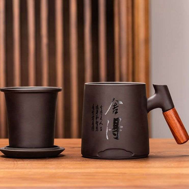 紫砂壶茶杯个人专用茶水分离带过滤泡茶办公杯功夫茶送礼定制套装
