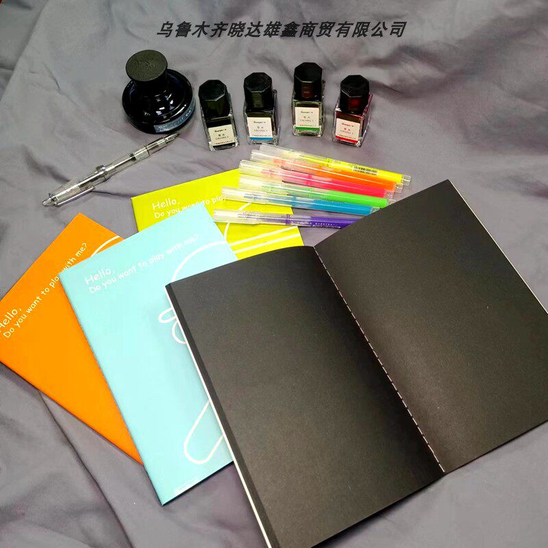 A5黑纸本40页高光笔创意DIY涂鸦黑色素描本手账本儿童手绘图画本