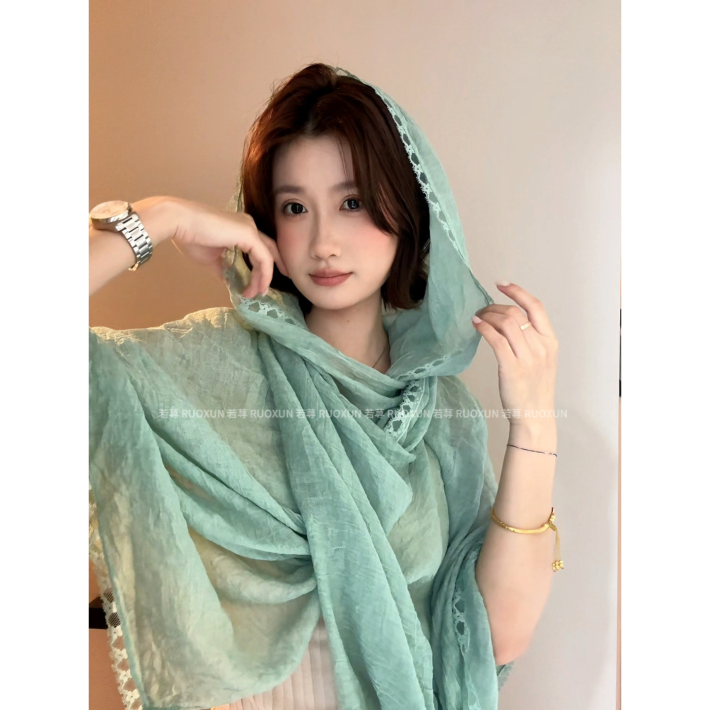 RUOXUN旅游披肩丝巾民族风防晒川西搭配坎肩百搭简约度假风