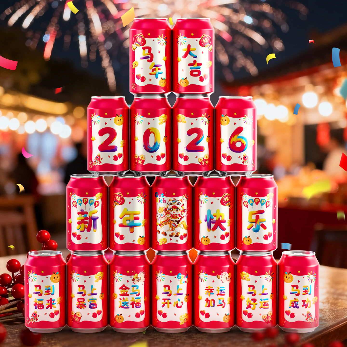 马年可乐贴纸2026新年布置装饰用品拍照道具春节跨年终宴会氛围感,节庆用品/礼品,节日装扮用品,淘宝优惠券,粉丝福利购,淘宝优惠卷