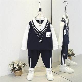 男童春季套装2023新款韩版中小童儿童洋气男孩运动学院园服两件套