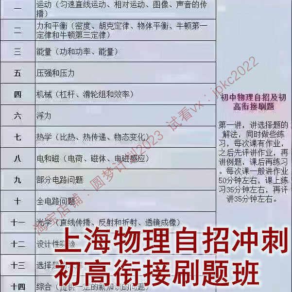 上海四校华二范小辉24高考三物理点睛A+班初自招刷题视频网课录播