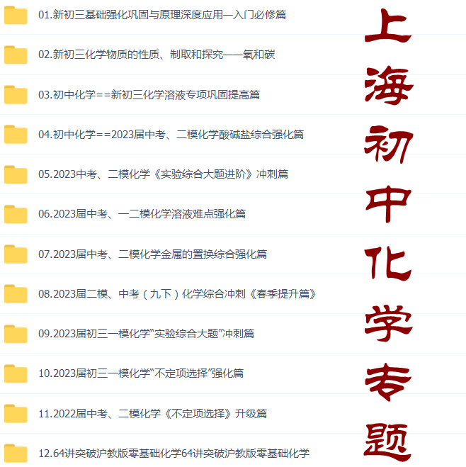 上海初中中考化学零基础一模二模溶液专项不定项选择实验综合入门