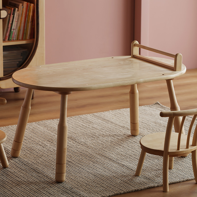 全实木儿童游戏桌手工桌硬枫木儿童可调节写字桌幼儿园宝宝积木桌