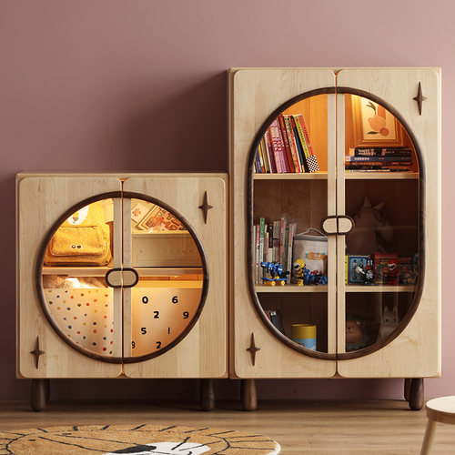 全实木儿童书柜玻璃展示柜小衣柜