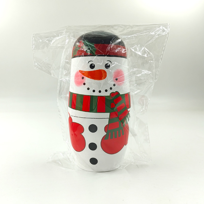 俄罗斯套娃 大雪人5层 木制品玩具 特色手工艺品节日礼物