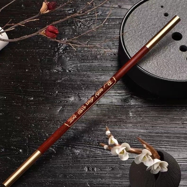 紫檀木金箍棒 迷你金箍棒木质雕刻武术棒 工艺摆件饰品