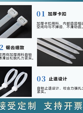 专业经销 8x250mm自锁式尼龙扎带 塑料固定尼龙扎带，塑料扎线带