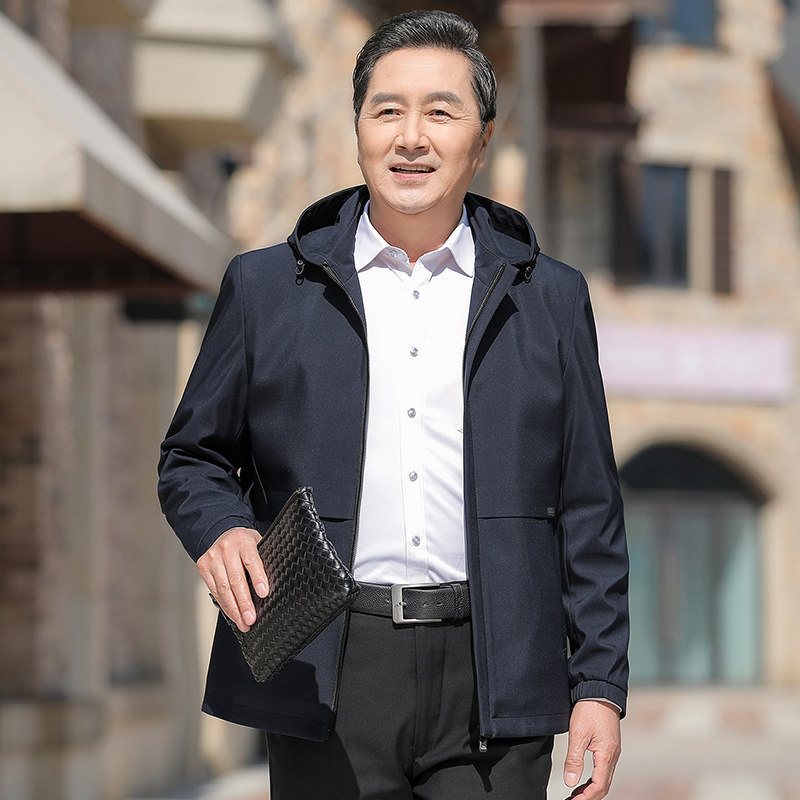 中老年外套男爸爸夹克春秋款中年男士休闲薄款上衣户外冲锋衣50岁