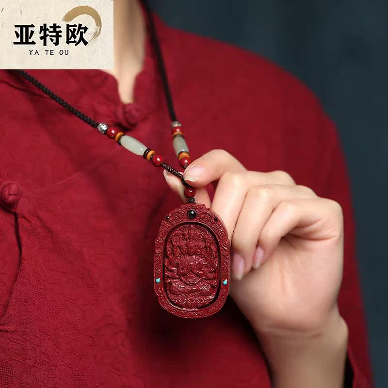 正品天然朱砂本命佛吊坠属虎本命年守护神护身符挂件民族风情侣款