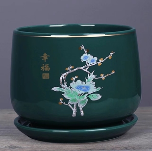 花盆陶瓷带托盘大号家用室内客厅绿萝君子兰花盆专用盆栽绿植花盆