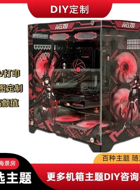 玩嘉孤勇者MINI二次元定制主题无立柱侧透海景房台式机箱MATX黑色