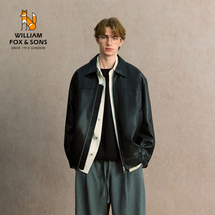 生态级仿小羊皮柔顺PU皮复古夹克外套皮衣男款 威廉福克斯春季 新款