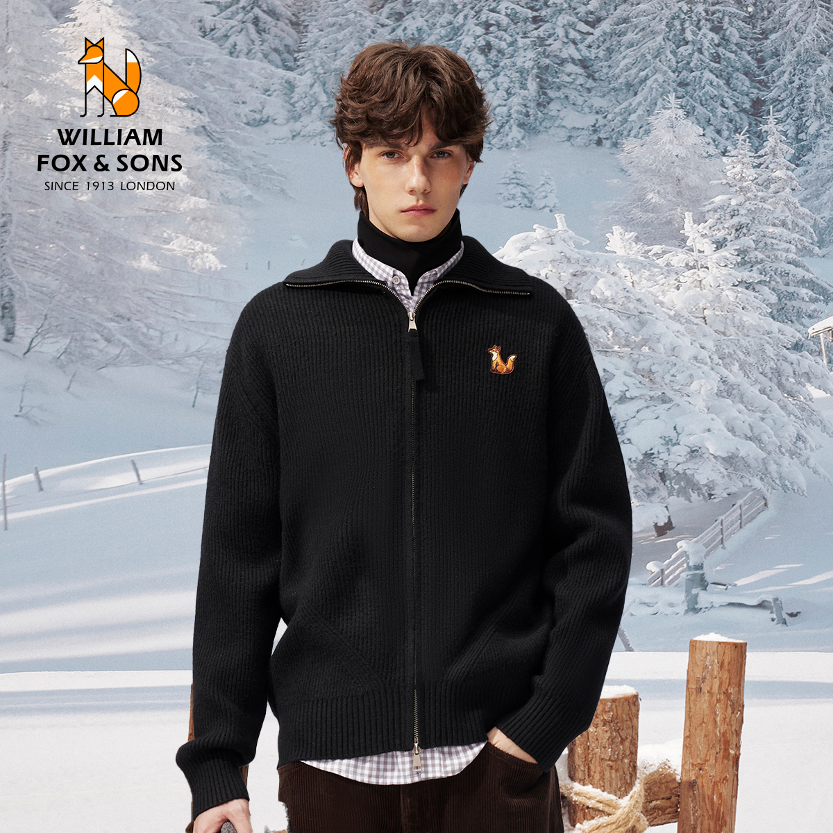 威廉福克斯双头拉链针织衫