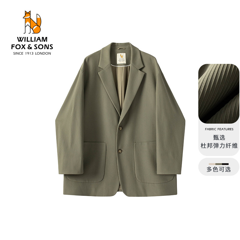 英国小狐狸复古老钱风通勤杜邦弹力七分袖小西装青年休闲西服外套
