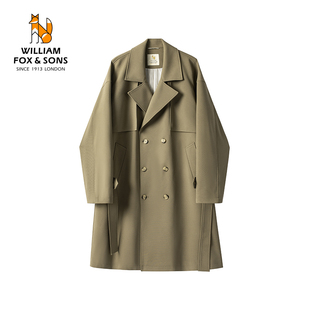 【限时清仓】威廉福克斯英伦风双排扣腰带设计战壕大翻领风衣