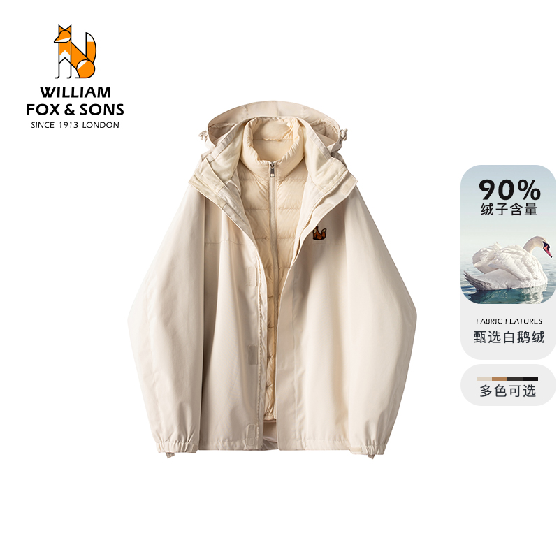 威廉福克斯连帽可拆卸内胆鹅绒服