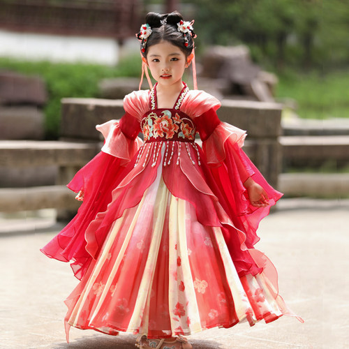 女童洋装汉服夏装中国风2026新款儿童唐装古装裙子小女孩公主裙