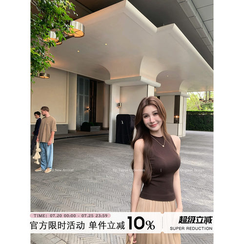 夏日圆领贴身无袖背心女夏季