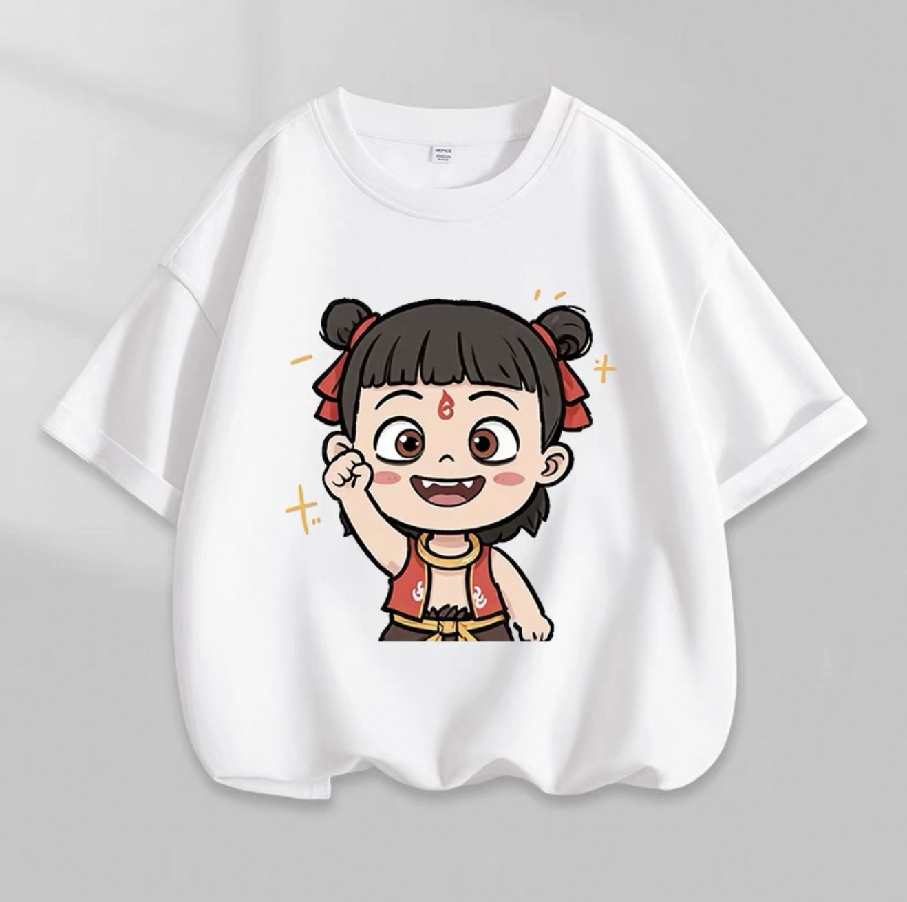 2025新款哪吒卡通纯棉儿童短袖夏季新款男童女童半袖上衣宽松T恤