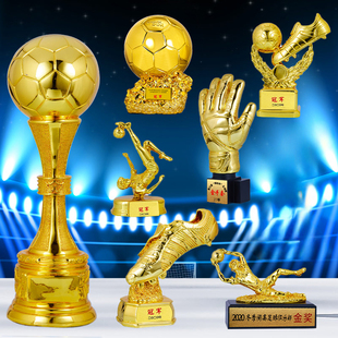 新款足球水晶树脂奖杯奖牌定制优秀球员门将教练守门员优秀射手字