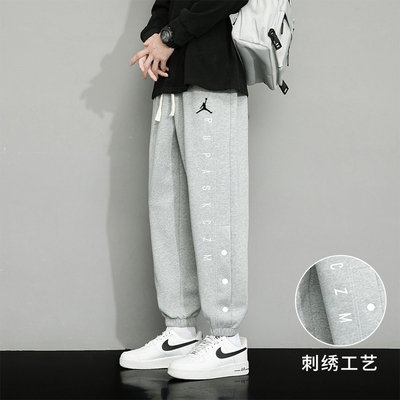 运动男裤休闲排扣长裤子宽松卫裤