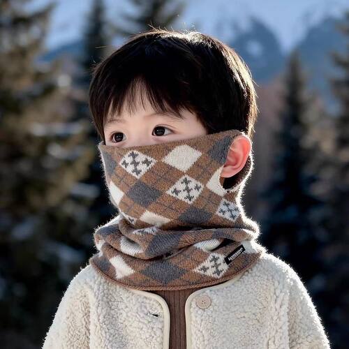 儿童围巾秋冬季挂耳式面