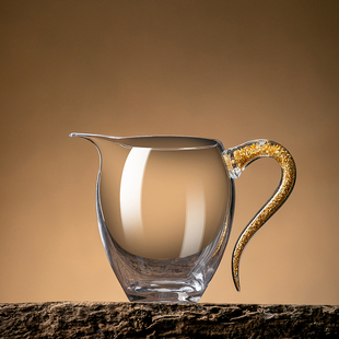 水晶茶具金箔公杯透明耐热玻璃公道杯茶漏组合高档功夫茶海分茶器
