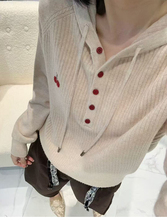 100%纯羊毛连帽针织卫衣  秋冬新款刺绣毛衣 宽松纯色打底外套