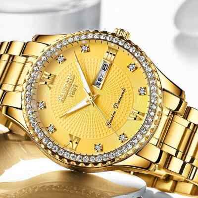 瑞士正品牌海琴手表男士机械表全自动防水超薄夜光镶钻石英潮男。