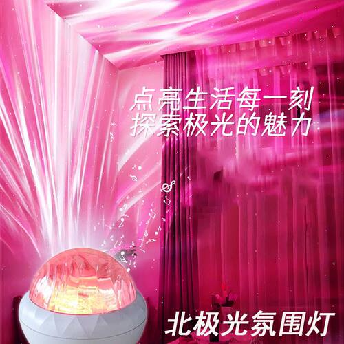 粉色氛围灯投影仪小夜灯生日礼物