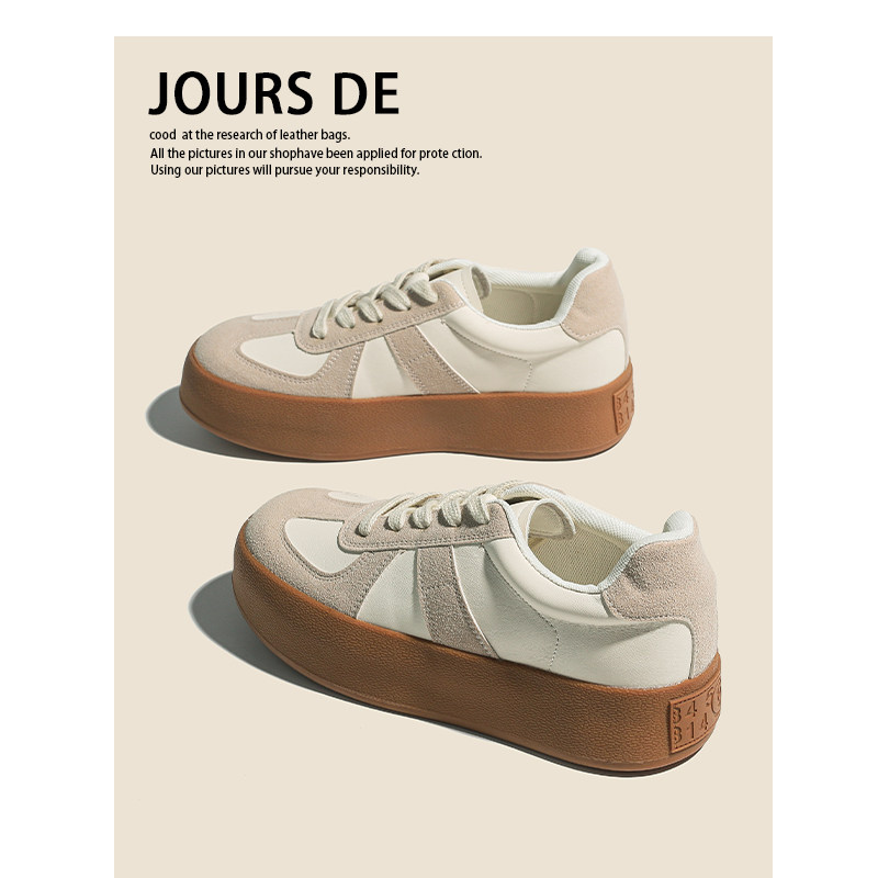 牛皮~内增高德训鞋女款2026新款学生运动休闲鞋真皮百搭厚底板鞋,女鞋,德训鞋,淘宝优惠券,粉丝福利购,淘宝优惠卷