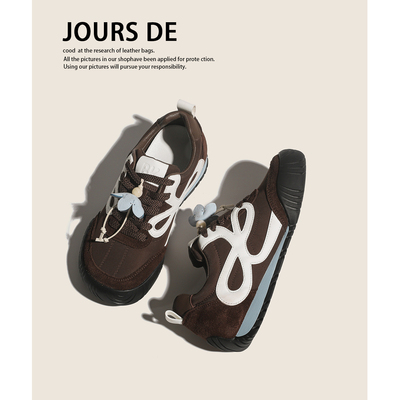 真皮~复古德训鞋女2025新款秋冬百搭时髦休闲运动拼色阿甘板鞋子