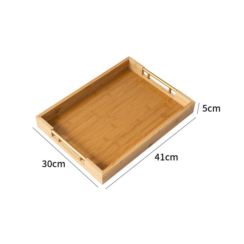 现代简约手提竹制托盘家用餐厅茶具茶盘长方形糕点茶托盘新式茶盤