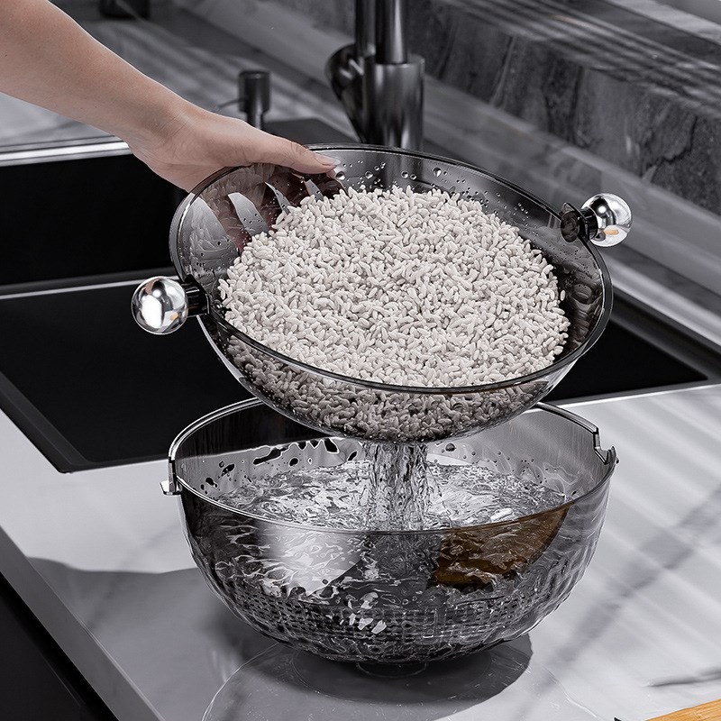 双层淘米篮洗菜盆沥水篮子厨房洗水果菜篮家用客厅水果盘淘米神器