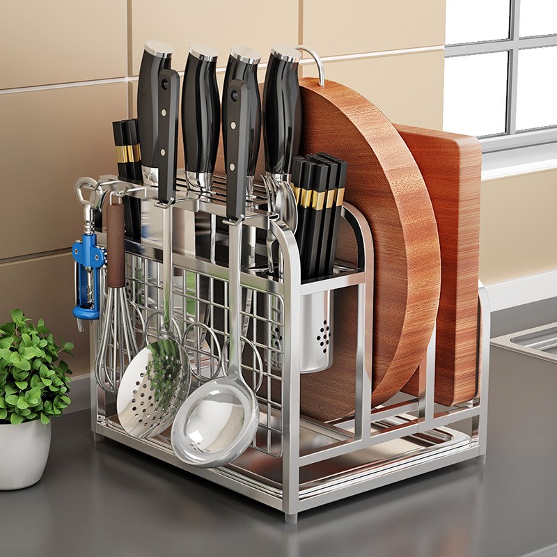 不锈钢刀架厨房用品砧板菜刀架菜板刀具架刀座置物架一件代发