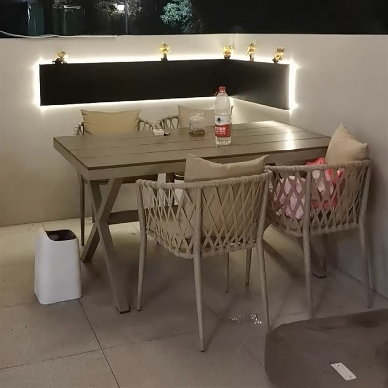北欧户外桌椅庭院室外体闲藤椅组合别墅花园露台编藤露天阳台桌椅