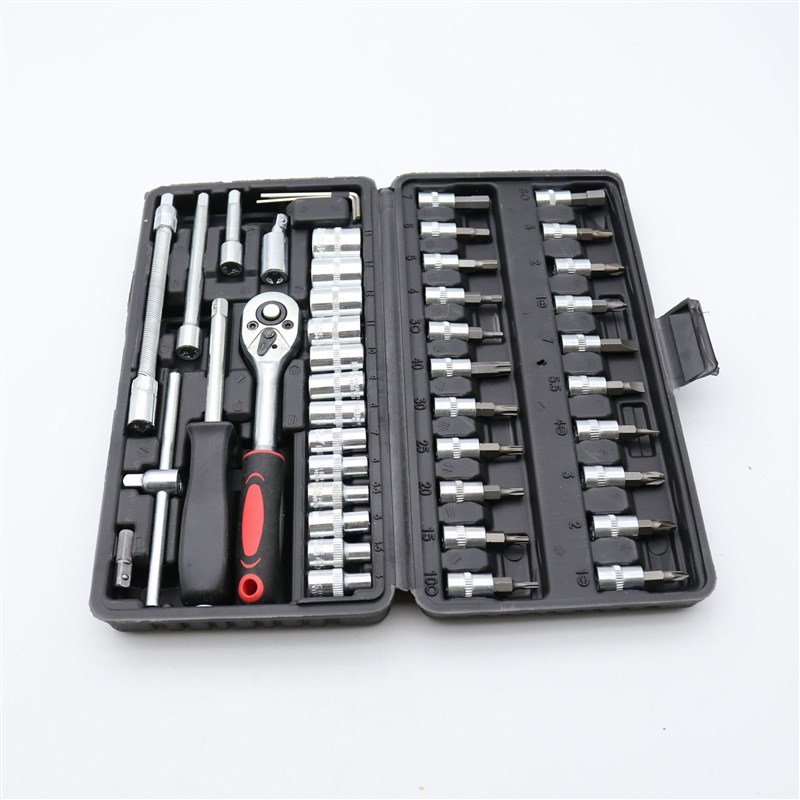 46件套装组套套筒扳手快速 小飞汽修汽车维修棘轮螺丝刀组合工具
